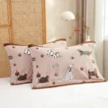 Cartoon dog print gauze pillow towel, soft and breathable cotton bed pillow cover variant. - Autumn & Winter Puppy