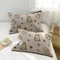 Knitted cotton pillowcase with cute rabbit pattern soft and breathable bedroom pillow cover - Holding Bunny