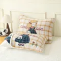 Pure cotton four-layer gauze pillowcase with cute cartoon girl print, soft home bedding item. - Single Piece / Good Girl