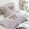 Purple gauze pillowcase with heart print bow and fringe, soft home bedding variant item - 52*75cm / Grey Butterfly - Tassel