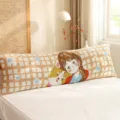Housse de coussin double longue imprimee dessin anime, taie d'oreiller douce en gaze respirante. - Qiuxue