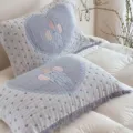 Taies d'oreiller en gaze à quatre couches avec motif éléphant et franges pour la maison. - 52 * 75 cm / Éléphant à cœurs - gland