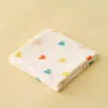 Baby zweilagiges Gaze Waschlappen mit bunten Herzen Muster, weiches Neugeborenen Badetuch Zubehör. - Buntes Herz