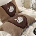 Gauze Fringed Pillowcase Pair, Brown Swan Pattern, Breathable Soft Bedding Accessory - 52*75cm / Swan - Tassel