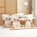 Housse de coussin en gaze de coton avec imprimé dessin animé, literie douce et respirante. - 52x78 cm (l'unité) / Milieu d'été libre
