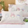 Cute cartoon rabbit pattern cotton pillow cover soft comfortable breathable home bedding set - 52x78cm (Single Pack) / Cute Bunny Pink