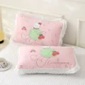 Cute cotton gauze children pillowcase with lace border, soft and breathable pink pillow cover. - Cherry Rabbit / Inner Diameter 35*55cm (Single Pack)