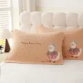 Soft cotton gauze pillow towel with cute cartoon duck pattern for home bedroom decor. - Polka Dot Yaya