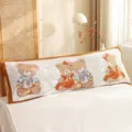 Longue housse de coussin de lit dessin animé double taie respirante douce gaze décoration lit - Ours en peluche