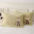 Cute cartoon cotton gauze pillowcases pair for adult couple, soft home bedding pillow covers. - Single / Little Flower Elephant