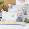 High density cotton cute cat pattern pillow towel soft comfortable bedding bedroom decor 2pcs - Dessert Cat - Blue