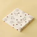 Couverture emmaillotage gaze double couche pour bébé impression ours serviette bain - Ours avec Cœur