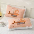 Children's gauze pillowcase cute excavator embroidered lace edge breathable soft pillow cover - Excavator