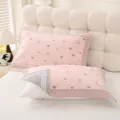 Cute pink heart cherry pattern cotton pillow towel soft breathable household bedding cover home use - Smiley Face