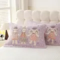 Cute purple cotton gauze pillowcase with lovely rabbit embroidery for home bedroom comfort - Bunny Friends