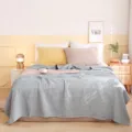 Katoenen 3-laags gaas deken zacht ademend gestreept zomer airconditioning dekbed voor bed - Gestreept Marineblauw