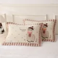 Cute cartoon llama print cotton pillowcase pairs, soft gauze bedding variant for home use. - Alpaca - Coffee