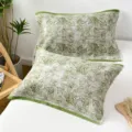 Green leaf pattern cotton pillow towel variant, soft breathable fabric for home bedroom decor. - Minimalist Leaf Green