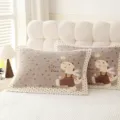 Cute dinosaur print soft gauze pillowcase, couple cotton bedding, breathable pillow cover. - Heart Dragon