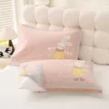 Cute cotton pillowcase for kids, soft breathable bedding pillow cover, comfortable home use. - Hello Bunny Pink