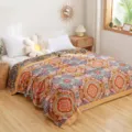Couverture en Coton 5 Couches Style Bohème Imprimé Floral Douce Respirante pour Été - Motif Thangka / 200*230cm
