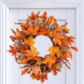 Ghirlanda di foglie d'acero autunnali per porta d'ingresso, ghirlanda artificiale con bacche. - Ghirlanda di Foglie d'Acero Colorate / 45cm