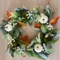 Herbstkürbis Kranz Haustür Hänger Erntedankfest Ahornblatt Dekoration Herbst Deko 40cm - Weißer Kürbis Ahornblatt Kranz / 45cm