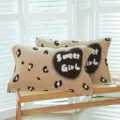Cotton gauze couple pillowcase breathable absorbent cute cartoon style pillow towel main view - Leopard Coffee