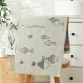 Japanischer Stil Baumwoll Gaze Gesichtstuch weich saugfähig Haushalts Handtuch mit Fischmuster - Handtuch Pixelfisch Grün