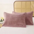 Comfortable cotton gauze pillowcases in mauve, breathable couple pillow covers for bedroom decor. - 52x75cm Pair / Textured Dusty Rose