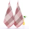 Cotton plaid small hanging towel thick absorbent face wash towel for daily home use - Large Grid Pink