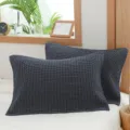 Housse de coussin à carreaux en gaze de coton style japonais douce respirante literie maison. - Bleu Marine / 52 x 75 cm (À l'unité)