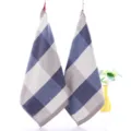 Cotton Checkered Hand Towel Blue White Hanging Kitchen Towel Gingham Face Wash Towel - Blue Plaid