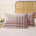 Cotton gauze pillow sham pair with classic plaid pattern for comfortable home bedroom decor - 52x75cm Single Piece / Simple Plaid Dusty Rose