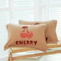Cotton pillowcases with cute cherry print set of two soft breathable bed pillow covers - Single Piece / Large Cherry
