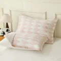 Soft cotton gauze pillow towel, pink diamond pattern, breathable home bedroom bedding accessory. - Single Piece / Versatile Diamond Lattice Pink