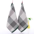 Hanging cotton plaid hand towel absorbent kitchen dish towel with green grid design - Large Grid Green