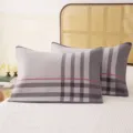 Cotton breathable gauze pillow cover, classic plaid pattern, soft home textile variant. - 52x75cm Single Piece / Simple Plaid Light Grey