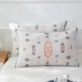Three-layer cotton gauze pillowcase, soft breathable Japanese style geometric printed pillow cover. - 48*74cm / Indian Blue