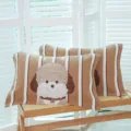 Cotton 4-layer gauze pillowcase, cute cartoon poodle striped design, soft breathable. - Single Piece / Dog