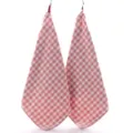 Pink and white checkered cotton small face towel hanging variant display clearly. - Small Pink Plaid