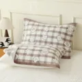 Soft cotton gauze pillow cover checkered cute bear pattern absorbent home bedroom textile - Geyu Kaku Brown