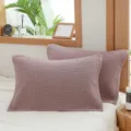 Housse de coussin en gaze de coton gaufré minimaliste japonais literie douce et confortable - Rose racine de lotus / 52 x 75 cm (À l'unité)
