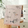 Japanischer Stil Baumwolle Gesichtstuch, rosa weiches saugfähiges Handtuch mit Fischmuster - Handtuch Pixelfisch Rosa