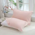 Serviette de oreiller gaufrée minimaliste rose, housse de literie douce et respirante - Pièce Unique (52x75cm) / Rose