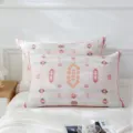Cotton gauze pillowcase Japanese style soft breathable pillow cover geometric pattern bedding set - 48*74cm / Indian Red