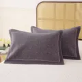 Cotton gauze pillow cover breathable soft home bed pillowcase variant dark purple - 52x75cm Single Piece / Star Woven Dark Grey
