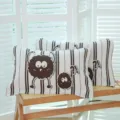 Cotton gauze couple pillowcase with cute cartoon monster pattern and elegant stripes, breathable soft. - Coal Ball