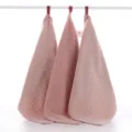 Japanese style cotton hanging square towels, absorbent face wash cloth, 3-pack pink set. - Pink Stripes
