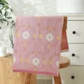 Japanischer Stil Baumwolle 4-Schicht Gaze Gesichtstuch, weiches rosa Blumen Design Handtuch. - Handtuch Blumenmuster Rosa
